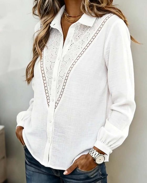 Hemd mit durchbrochenem Revers und Patchwork