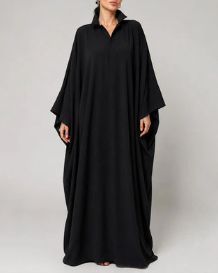 Kleid Revers Fledermausärmel Hemd