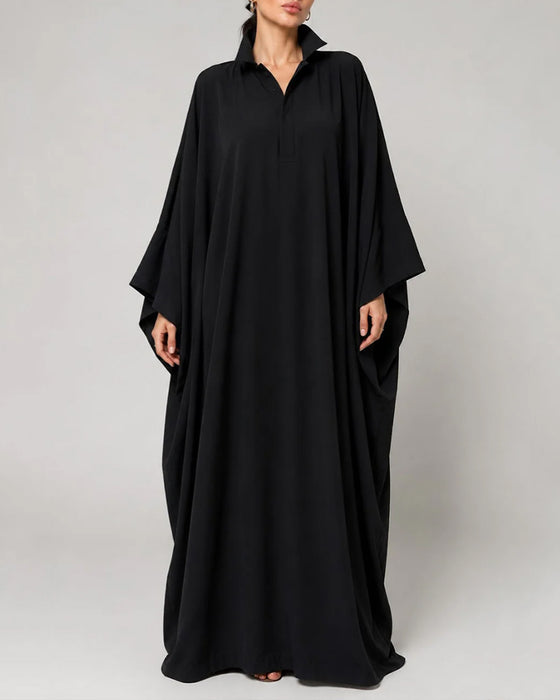 Kleid Revers Fledermausärmel Hemd
