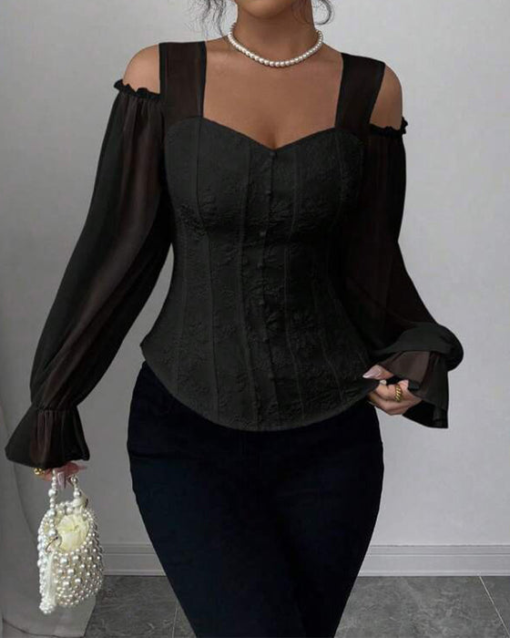 Bluse Off-Shoulder Langarm Taille