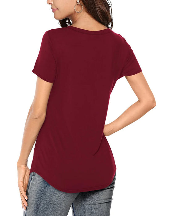 T-Shirt Unregelmäßiger V-Ausschnitt Casual