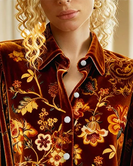 Bedrucktes Hemd mit Laternenärmeln