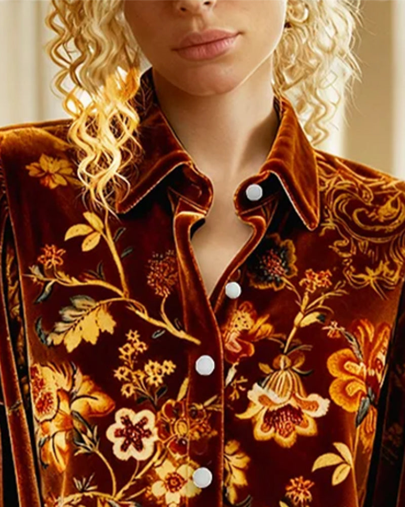 Bedrucktes Hemd mit Laternenärmeln