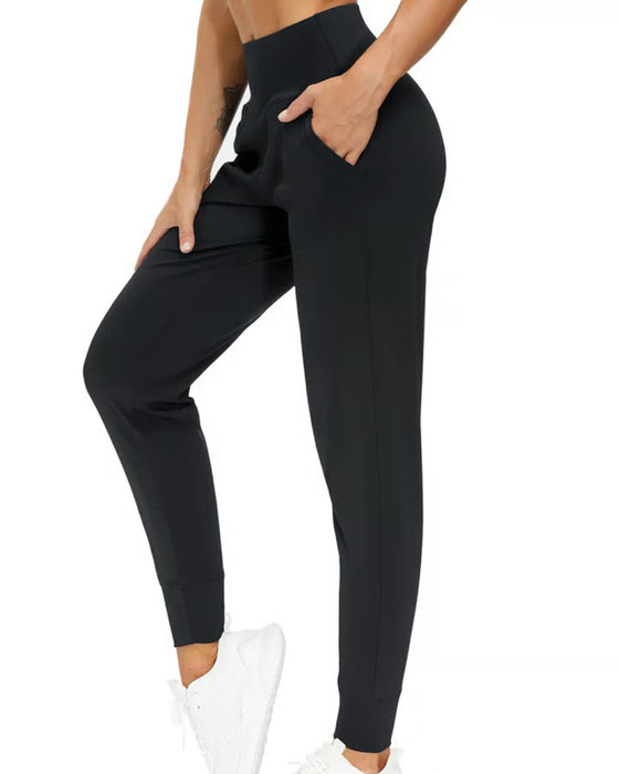 Hose Hohe Taille Tasche Unifarben Lang
