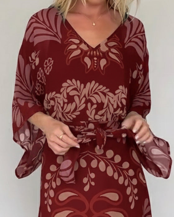 Kleid Boho V-Ausschnitt Weit