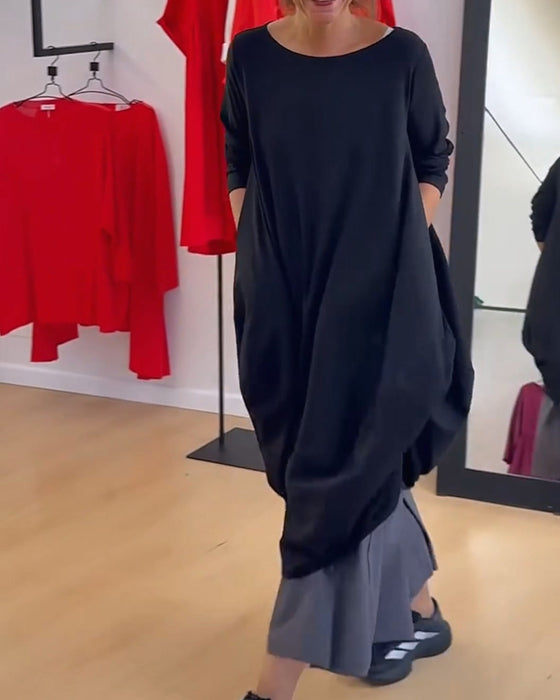 Einfarbiges Unregelmäßiges Freizeitkleid