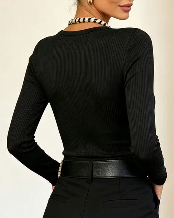 Oberteil Knopf Slimfit Langarm