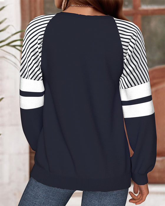 Sweatshirt Weihnachtsbuchstabe Gedruckt Runder Hals