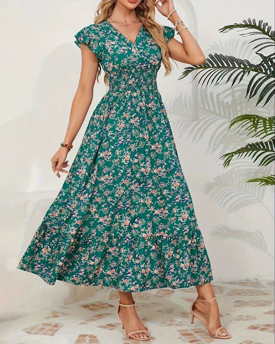 Kleid Blumen Taille Bindung
