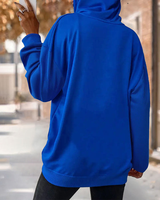 Sweatshirt Mit Reißverschluss Und Blattmuster