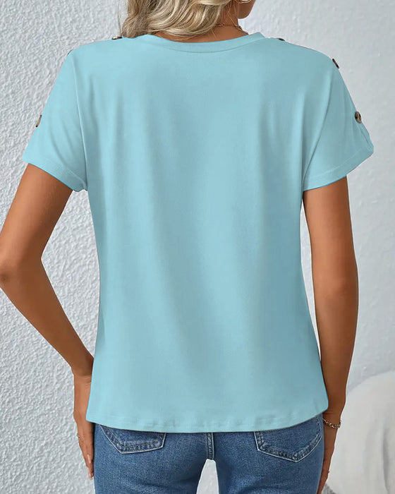T-Shirt kurzärmelig gestreifter Druck