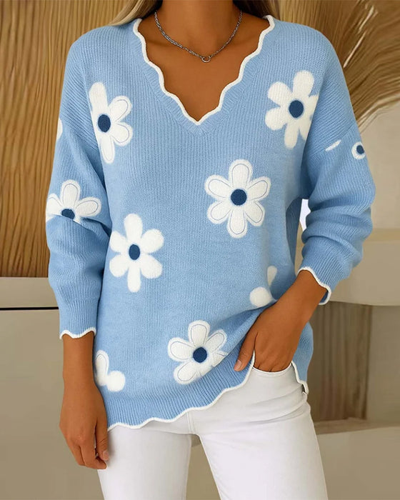 Pullover Jacquard V-Ausschnitt modisch