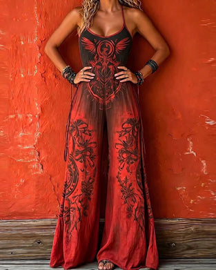 Jumpsuit Spaghettiträger Gradient Totem Weites Bein