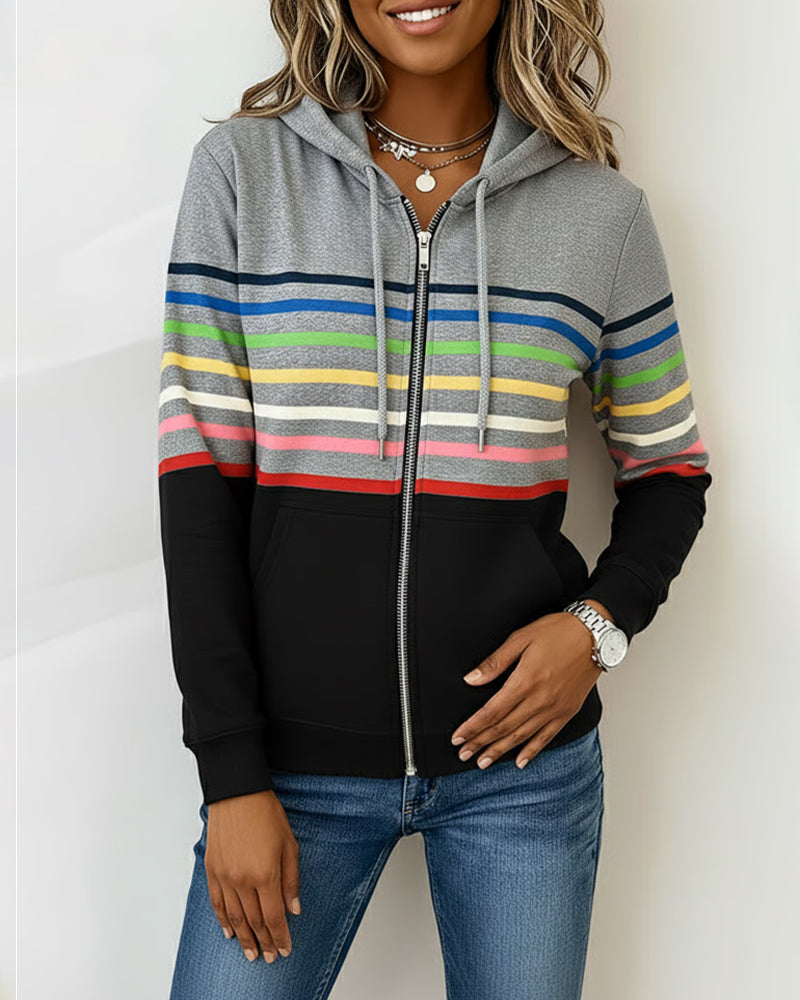 Langärmlige Hoodie mit Regenbogenstreifen