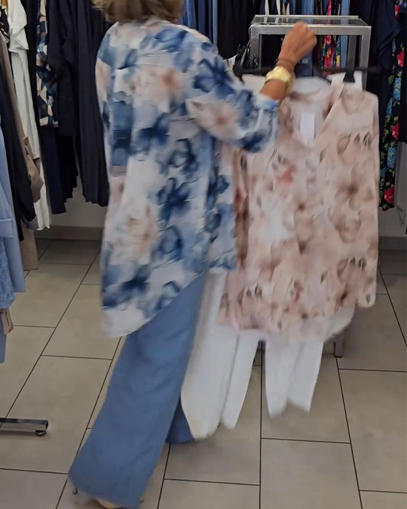 Bluse Aquarell Blumen Lässig