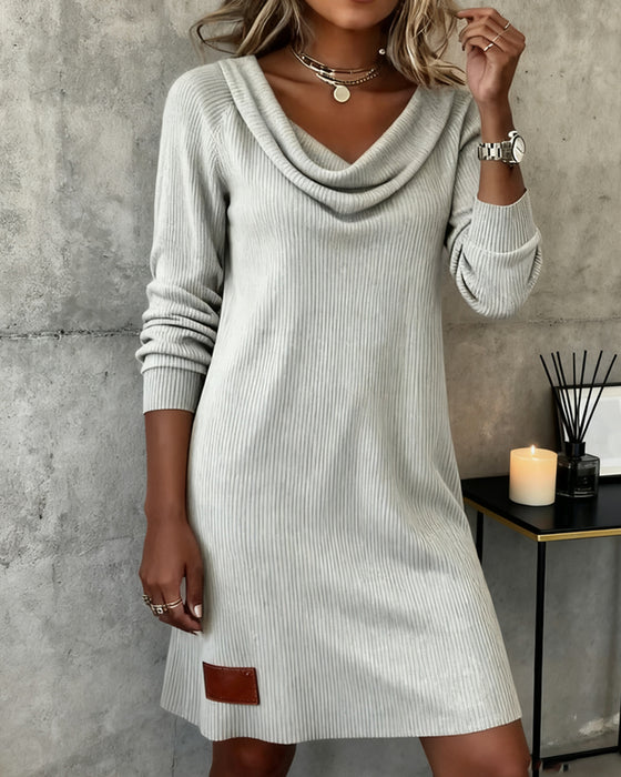 Gerade Geschnittenes Kleid Mit Langen Ärmeln Und Kuschelkragen