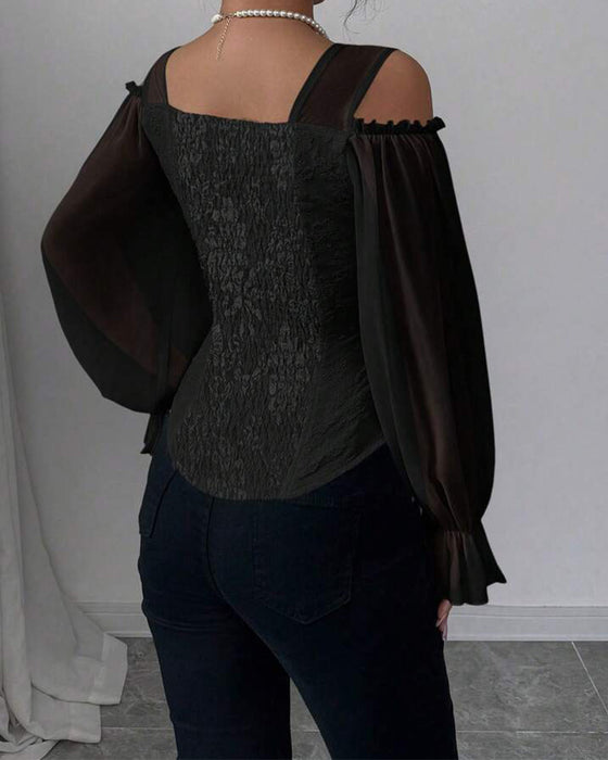 Bluse Off-Shoulder Langarm Taille