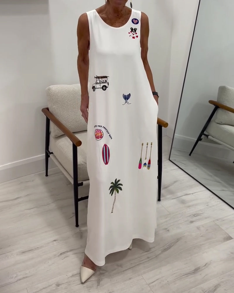 Kleid Ärmellos Neuheit Druck Lässig