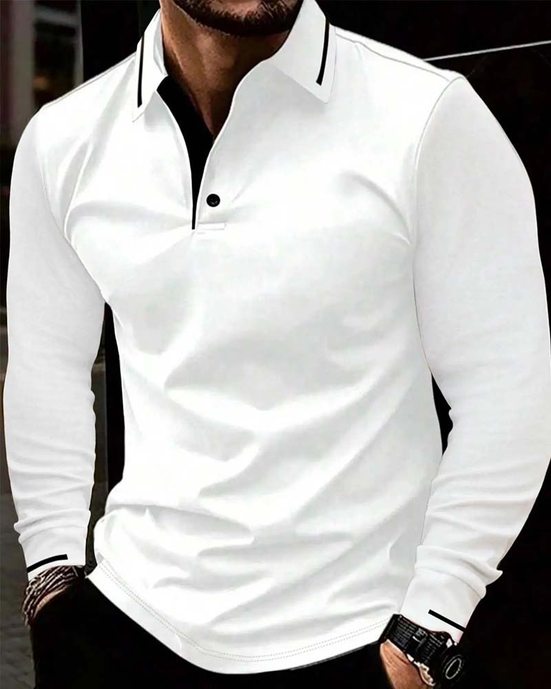 T-Shirt V-Ausschnitt Gerippt Uni Farbe Herren