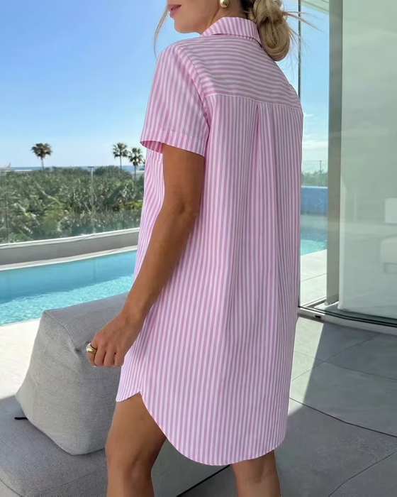 Kleid Streifen Hemd Stil
