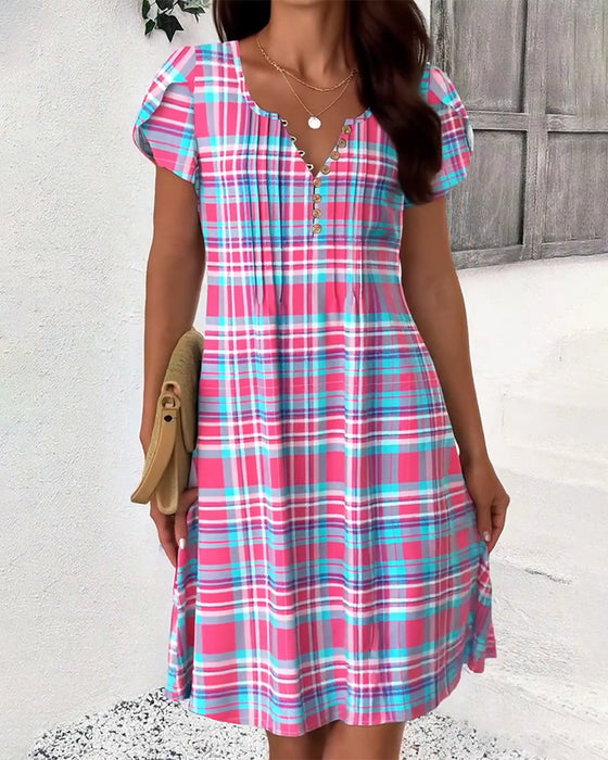 Kleid Puffärmel Karo