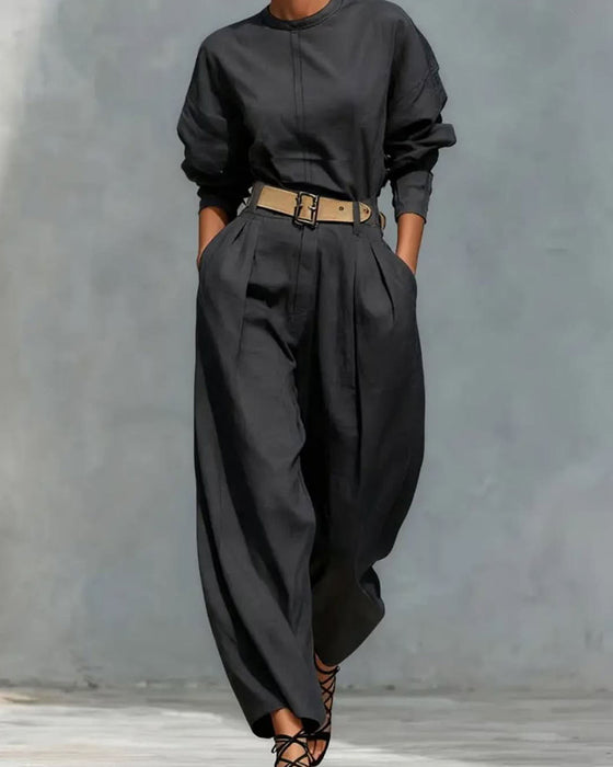 Hose Hohe Taille Weites Bein Karotte