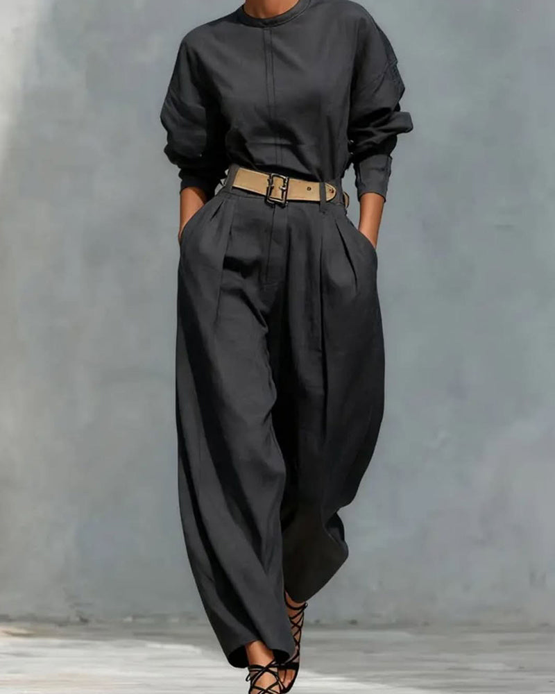 Hose Hohe Taille Weites Bein Karotte