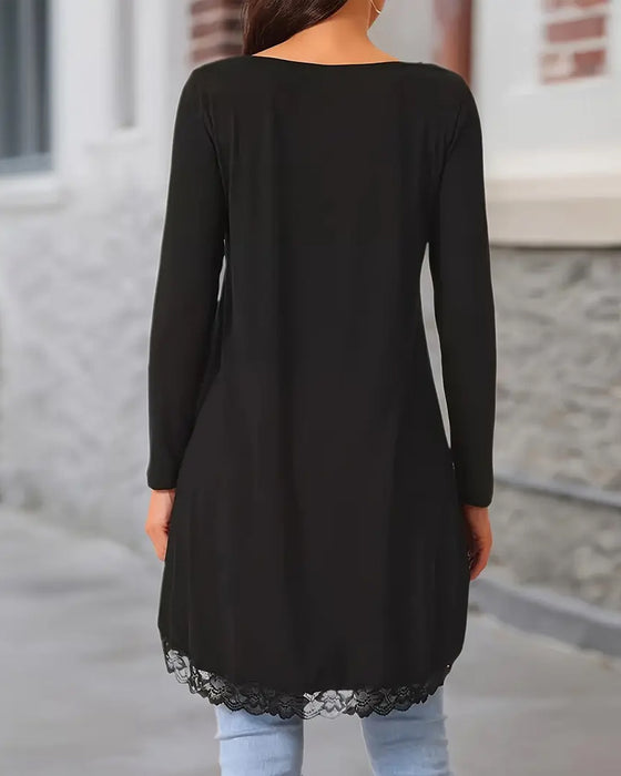 Unregelmäßiges Langärmliges Oberteil Mit Mesh-Patchwork
