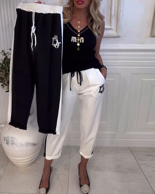 Hose lässig Slim Fit elastischer Kordelzug