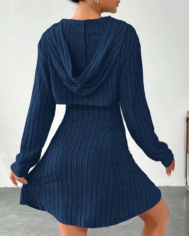 Set Kapuzenpullover Top Tank Kleid Zweiteilig