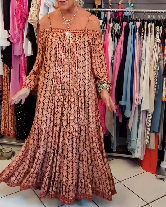 Boho-Stil Trägerlockeres Kleid
