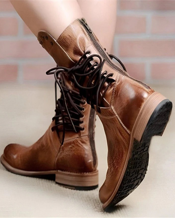 🔥 Neueste 2025 🔥 Vintage Damenstiefel Mit Seitlicher Schnürung