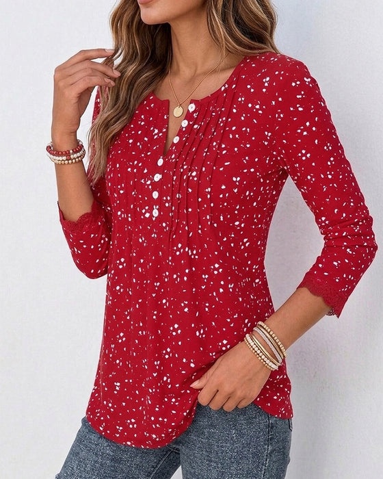 Top Spitze Casual Langarm