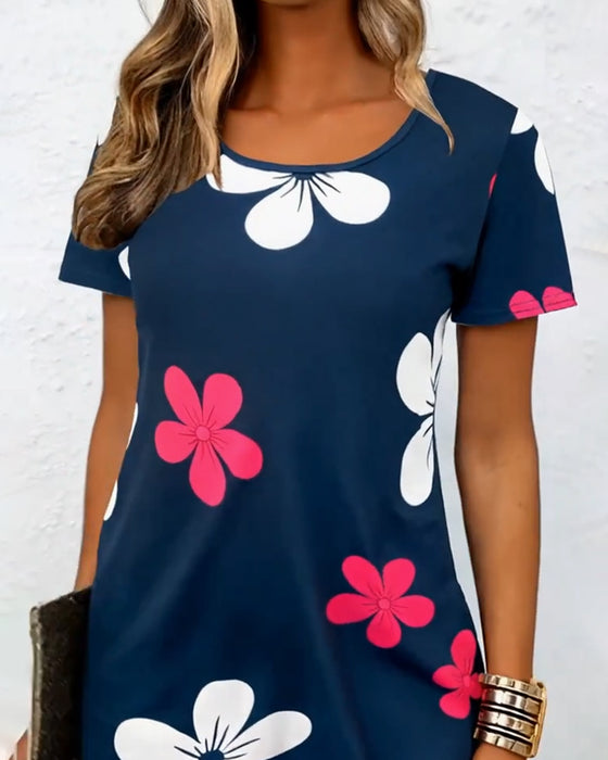 Kleid mit Blumenmuster kurzärmelig