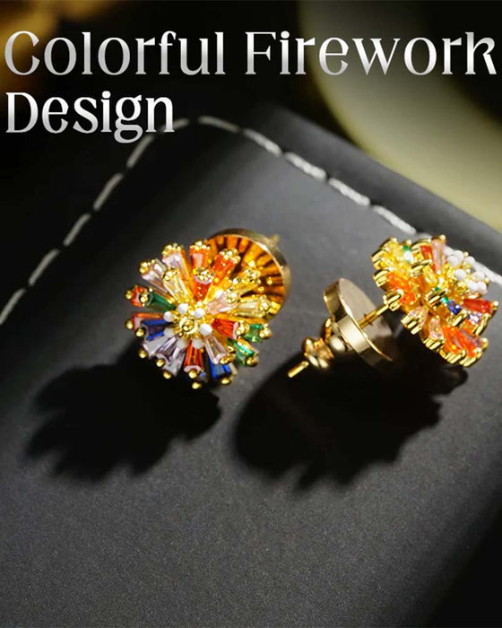 Bunte Feuerwerk Ohrstecker 💎 Zirkonia Design & Minimalistisch Elegant