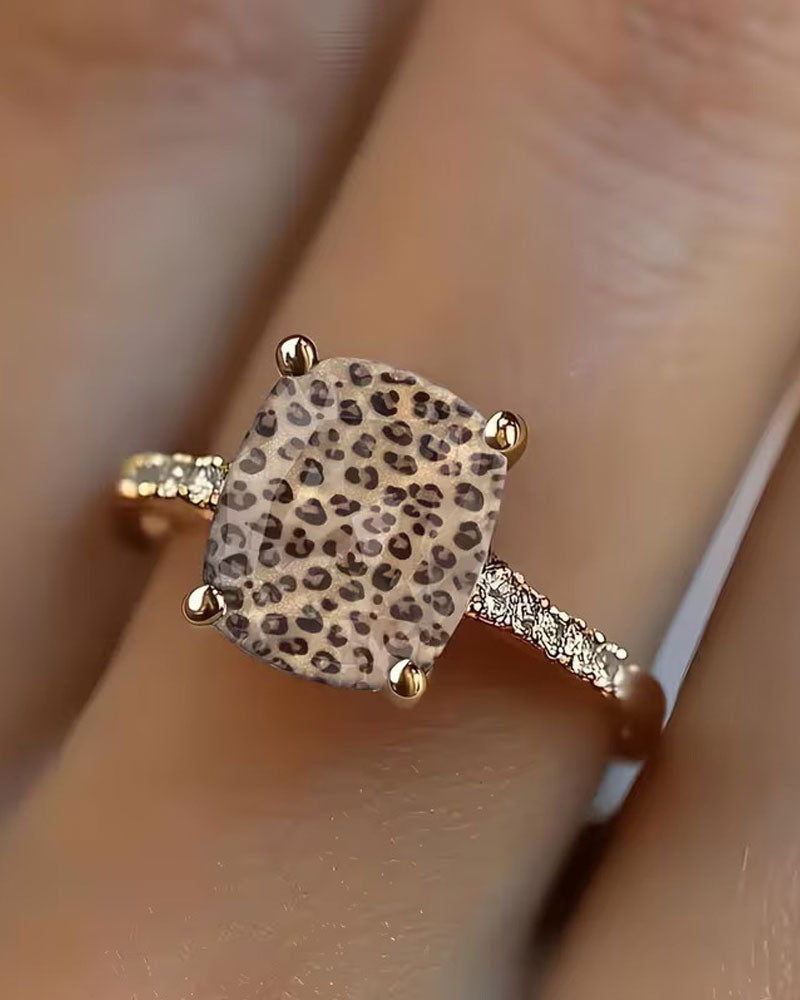 Ring Leopardenprint Quadratisch Statement