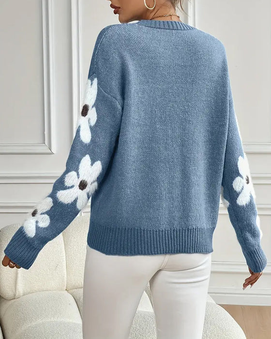 Plüsch-Pullover Mit Blumenmuster