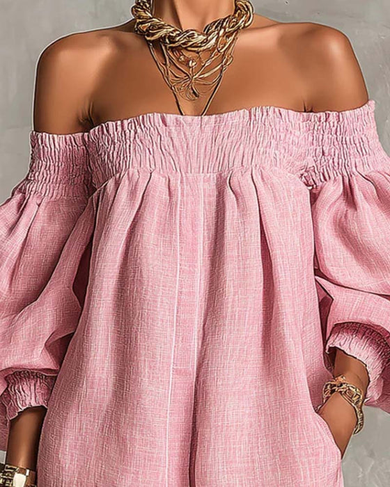 Kleid Bandeau Elastisch Puffärmel