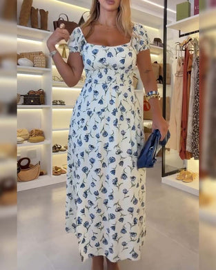 Kleid Träger Schlitz Blumig