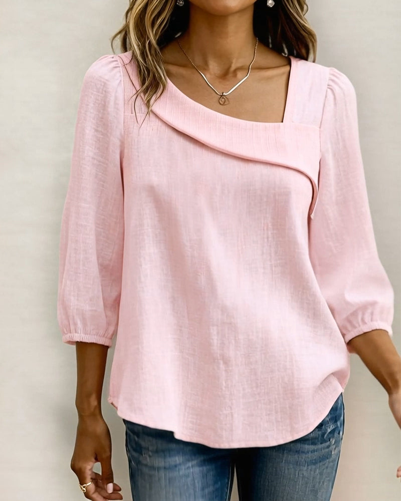 Bluse Unifarben Dreiviertelarm