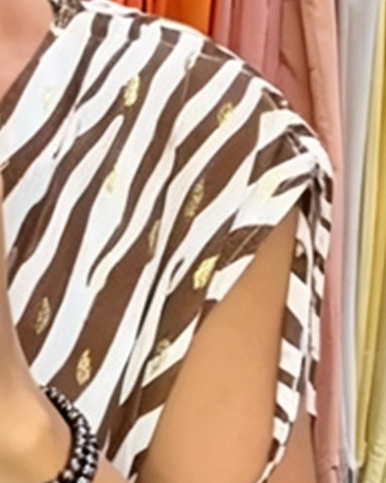 Kleid Bindung Ärmellos Zebra