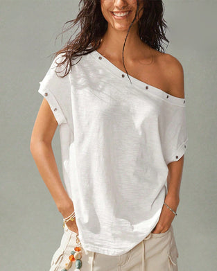 T-Shirt Ein Schulter Niete Uni