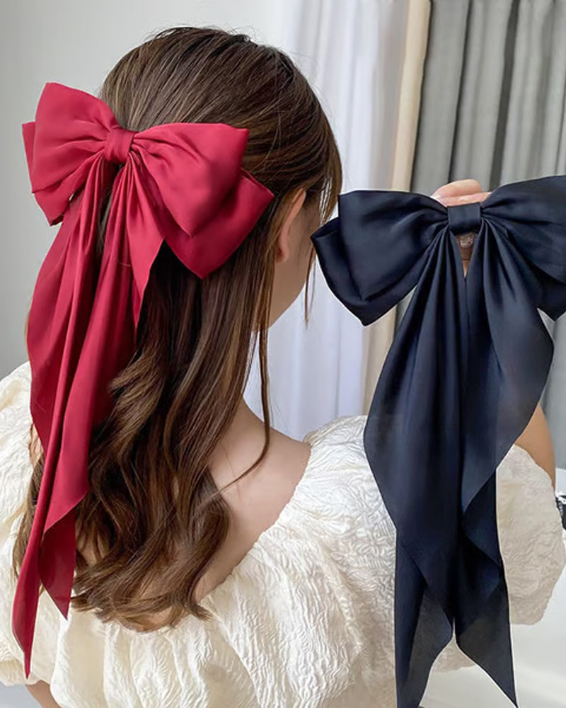 🔥 Große Schleife Haarspange Für Damen – Hochzeit & Alltag Pferdeschwanz Accessoire Mit Langem Ende