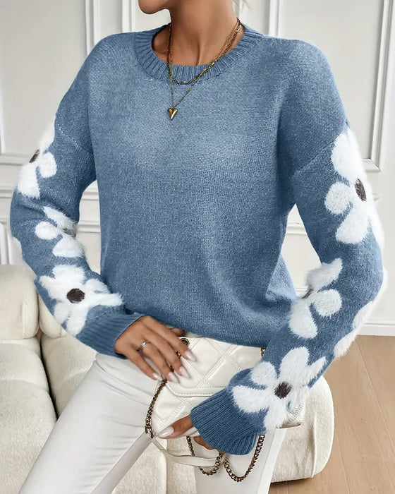 Plüsch-Pullover Mit Blumenmuster