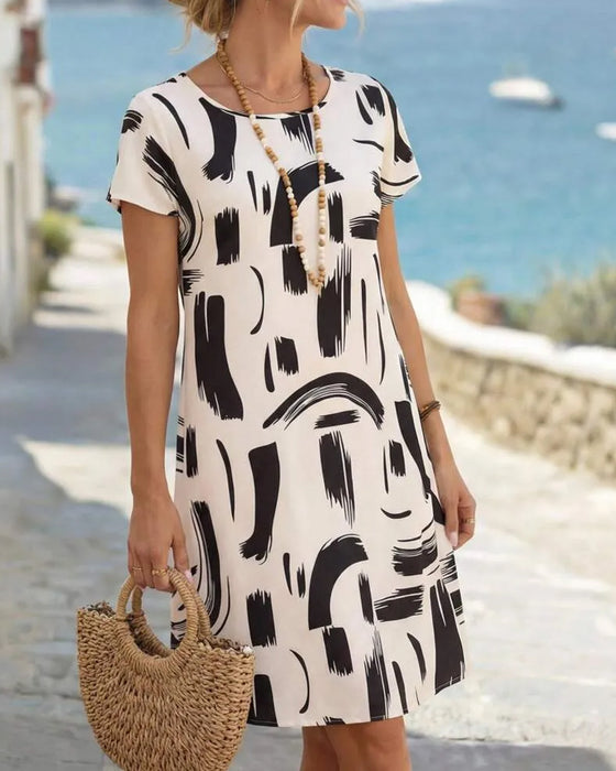 Kleid Gerade Abstrakter Druck