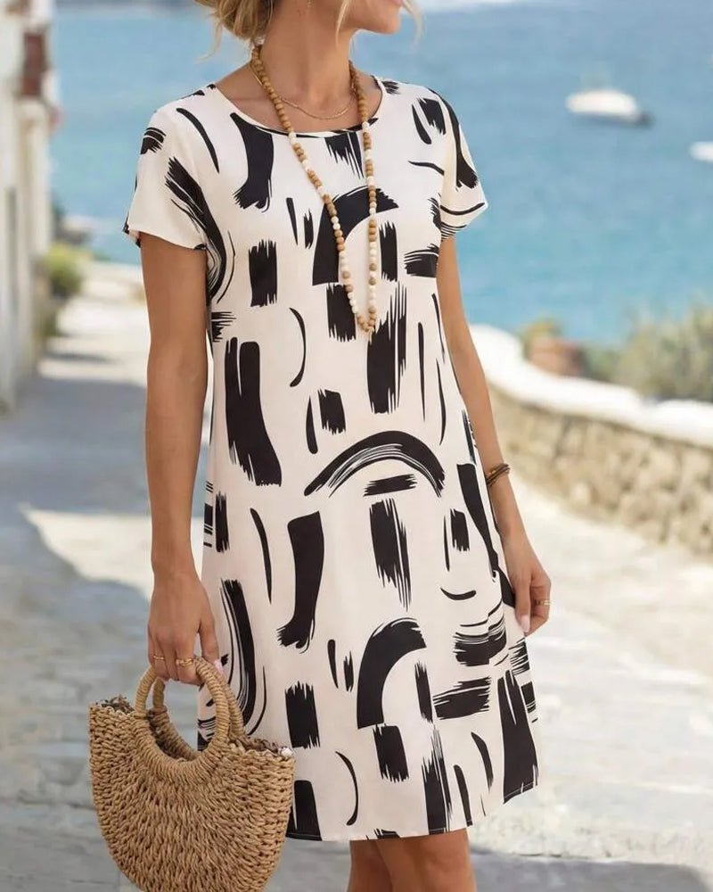 Kleid Gerade Abstrakter Druck