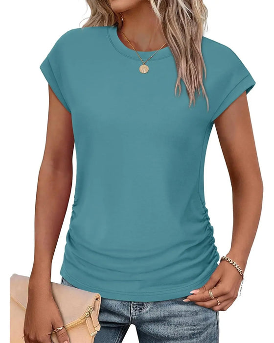 T-Shirt Seite Kräuselung Kurzarm