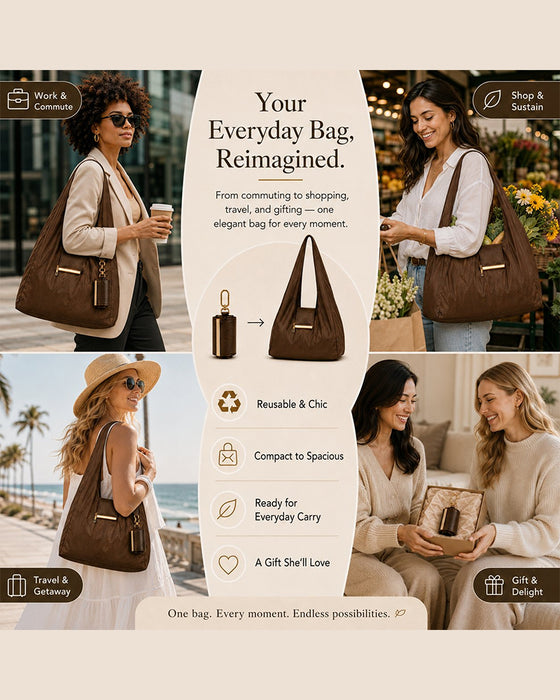 Verwandelbare Charm-Tasche – Stilvolle Vegane Leder Tote & Schlüsselanhänger-Charm