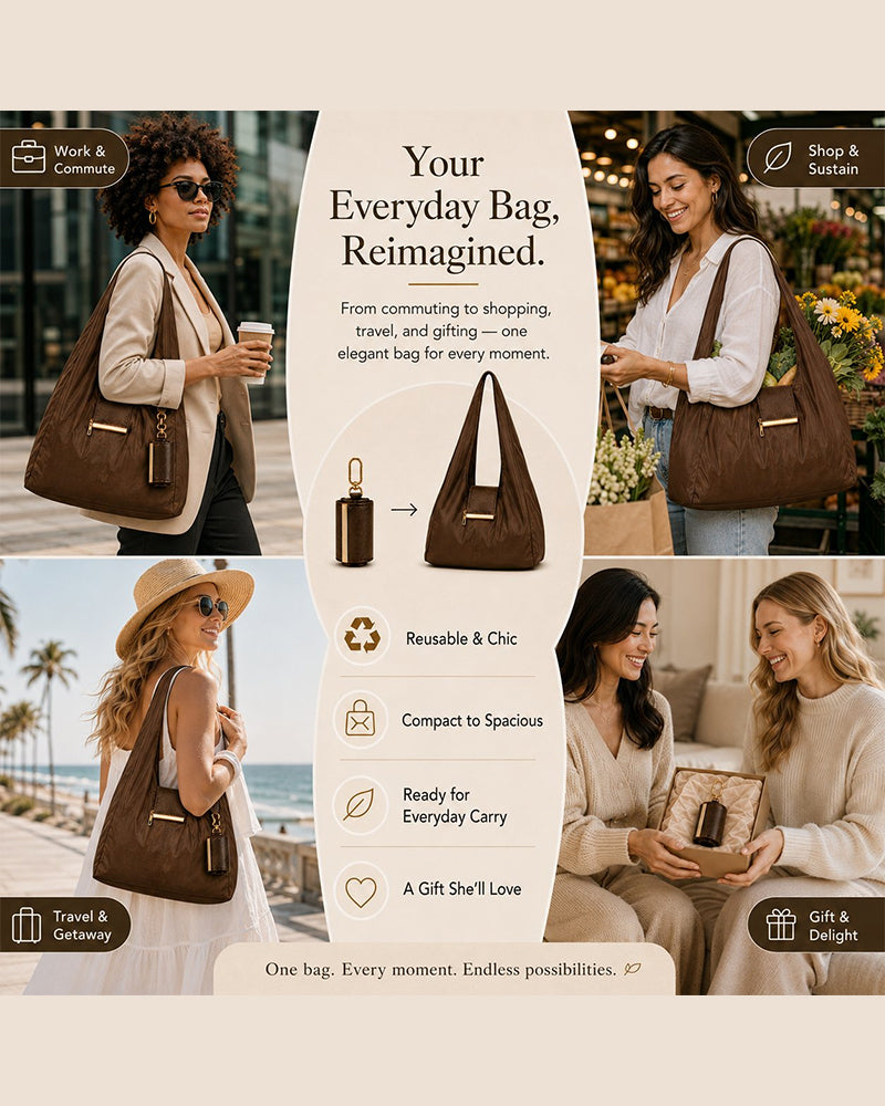 Verwandelbare Charm-Tasche – Stilvolle Vegane Leder Tote & Schlüsselanhänger-Charm