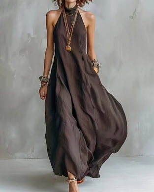 Kleid Halter Drapiert Premium Lang